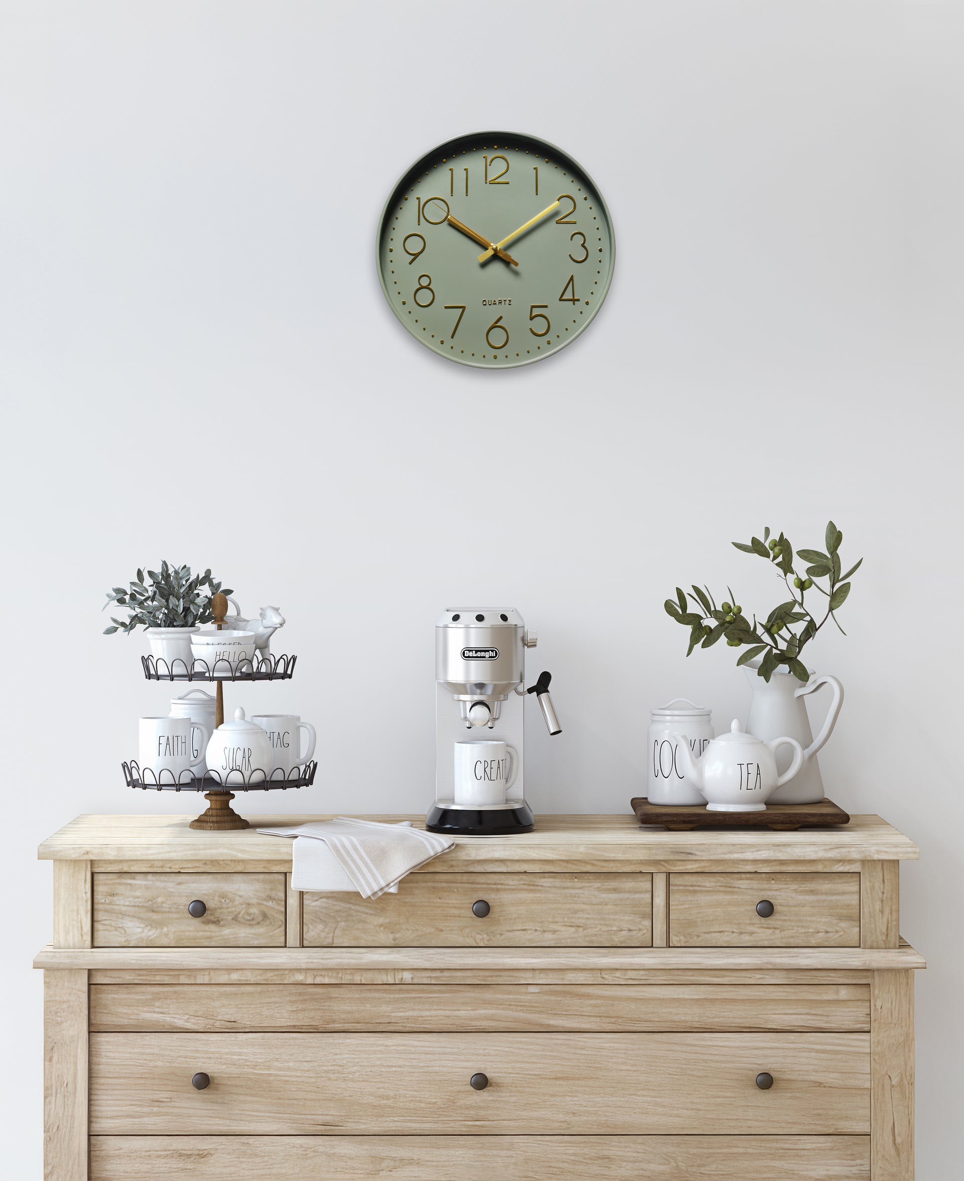 Horloge color kaki 30,5cm