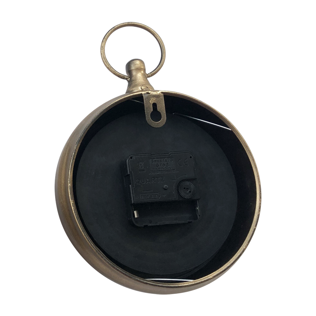 Petite horloge ronde métal doré papillons 16x23cm