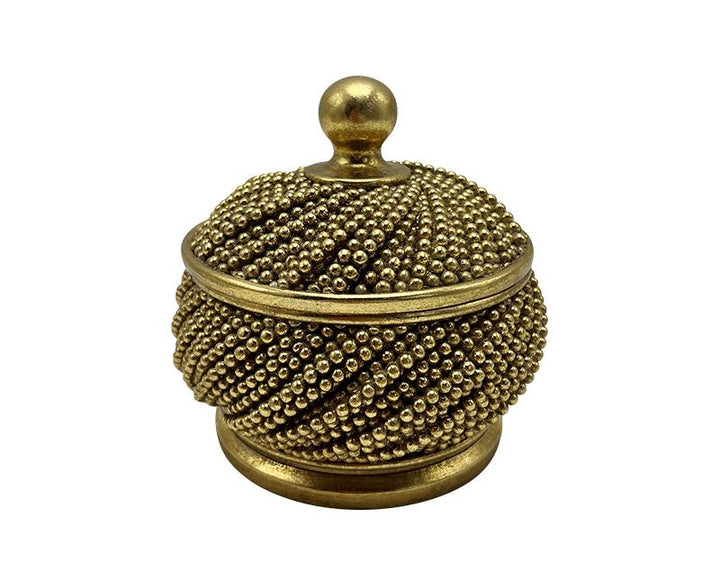 Photo n°1 du produit Boite dorée perles 13x12,5cm-464BTE-0