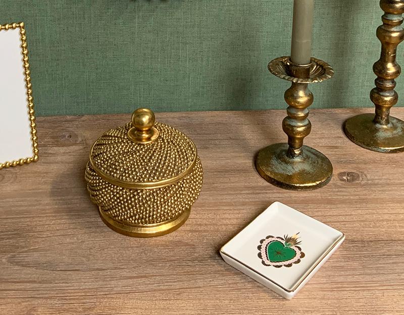 Photo n°2 du produit Boite dorée perles 13x12,5cm-464BTE-0
