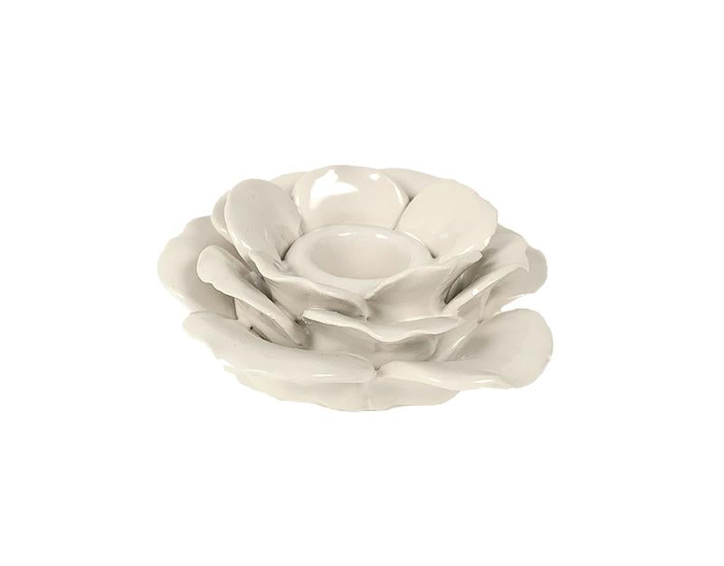 Photo n°1 du produit Bougeoir fleur céramique blanc 9.6x9.3x4cm-BG012BT09-0