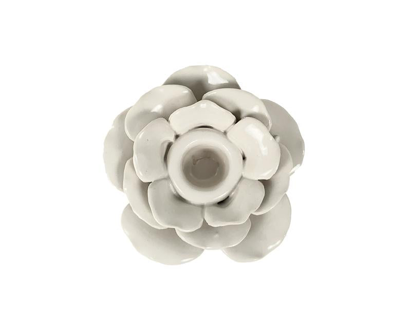 Photo n°2 du produit Bougeoir fleur céramique blanc 9.6x9.3x4cm-BG012BT09-0