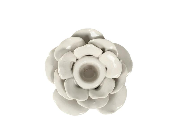 Photo n°2 du produit Bougeoir fleur céramique blanc 9.6x9.3x4cm-BG012BT09-0