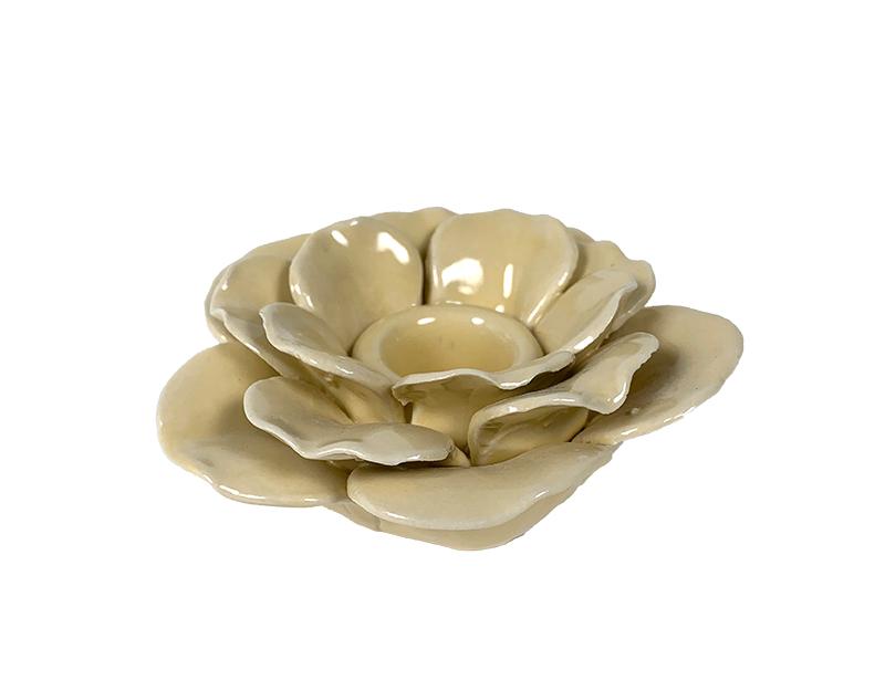 Photo n°1 du produit Bougeoir fleur céramique jaune 9.6x9.3x4cm-BG012JT09-0
