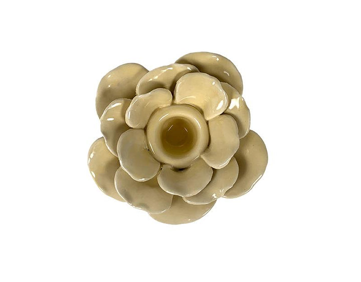 Photo n°2 du produit Bougeoir fleur céramique jaune 9.6x9.3x4cm-BG012JT09-0