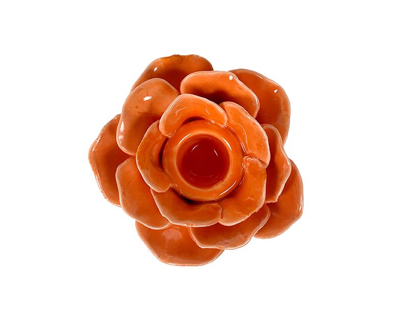 Photo n°2 du produit Bougeoir fleur céramique orange 9.6x9.3x4cm-BG012OT09-0