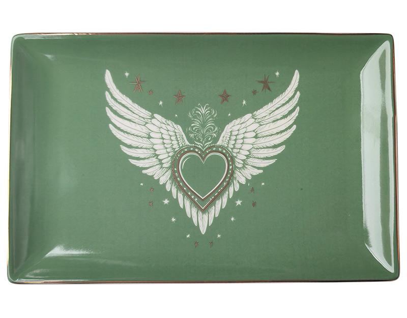 Photo n°1 du produit Coupelle céramique ex-voto ailes vert et blanc 25x16.5cm-533T25-0
