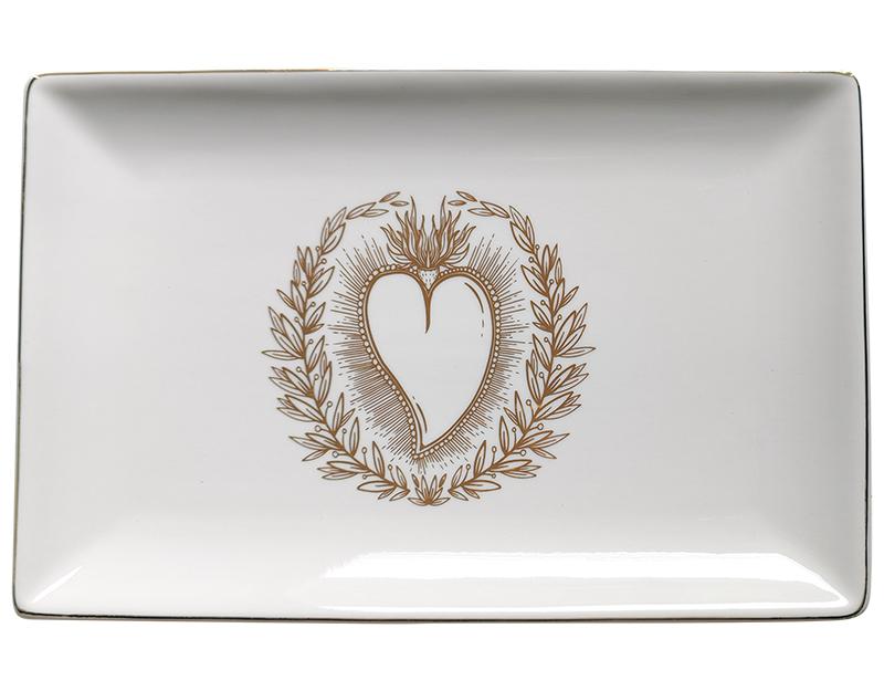 Photo n°1 du produit Coupelle céramique ex-voto blanc et doré 25x16.5cm-535T25-0