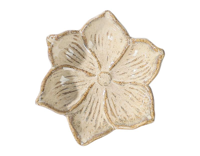 Photo n°1 du produit Coupelle céramique fleur beige 10x9x4cm-630C10-0