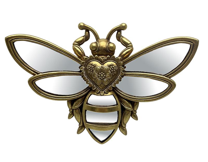 Photo n°1 du produit Déco murale abeille coeur doré miroir 24x18cm-428T24-0