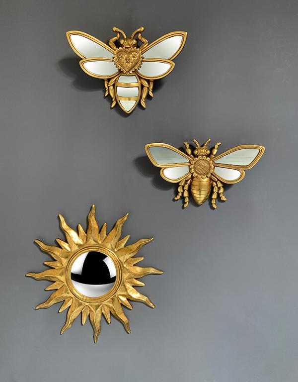 Photo n°2 du produit Déco murale abeille coeur doré miroir 24x18cm-428T24-0