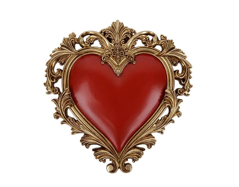 Photo n°1 du produit Déco murale coeur rouge doré 16.2x16.6cm-984RC16-0