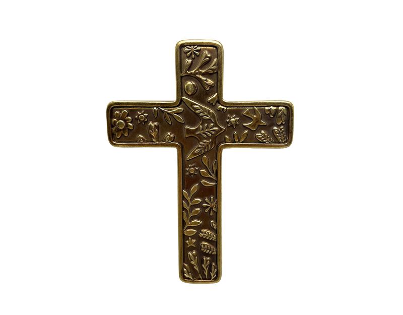 Photo n°1 du produit Déco murale croix dorée motifs 11x15cm-413T15-0