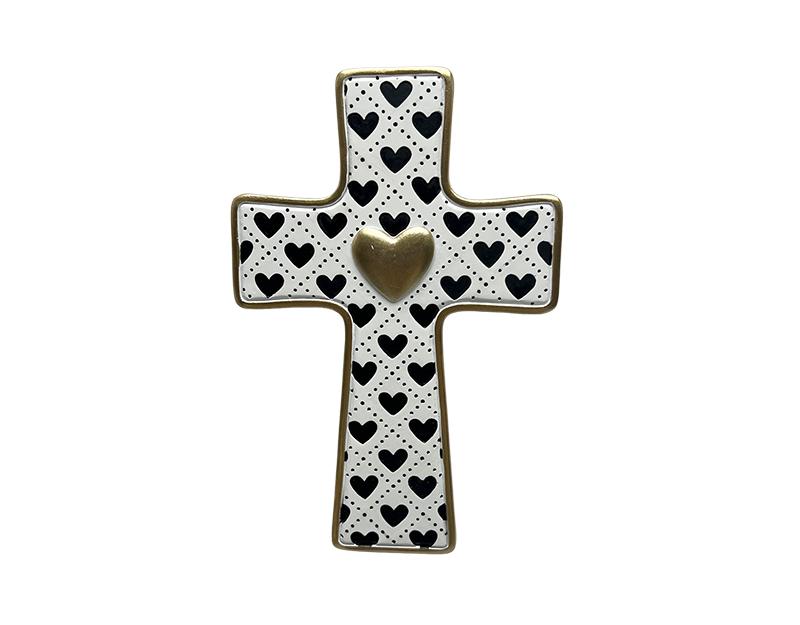 Photo n°1 du produit Déco murale croix motifs coeur 10x15cm-412T15-0