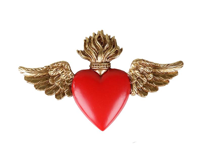 Photo n°1 du produit Déco murale ex-voto ailes rouge et doré 12x7.5cm-993T13-0
