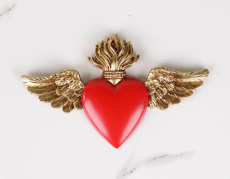 Photo n°2 du produit Déco murale ex-voto ailes rouge et doré 12x7.5cm-993T13-0