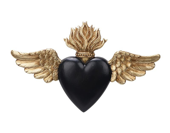 Photo n°1 du produit Déco murale ex-voto noir et doré ailes 16x10cm-994NT16-0