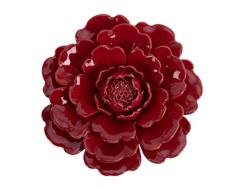 Photo n°1 du produit Déco murale fleur céramique rouge 17.2x17.2x4.7cm-974C17-0