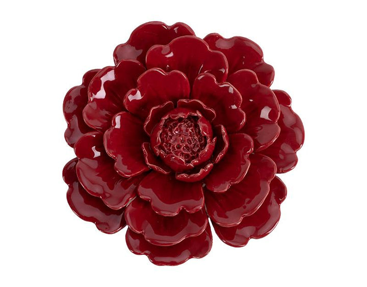 Photo n°1 du produit Déco murale fleur céramique rouge 17.2x17.2x4.7cm-974C17-0