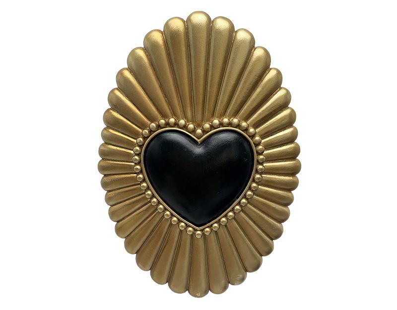 Photo n°1 du produit Déco murale ovale coeur noir 12.5x18cm-654NT18-0