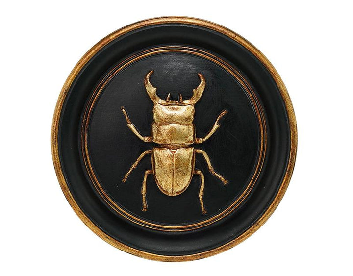 Photo n°1 du produit Déco murale ronde lucane noir et doré 20cm-940C20-0