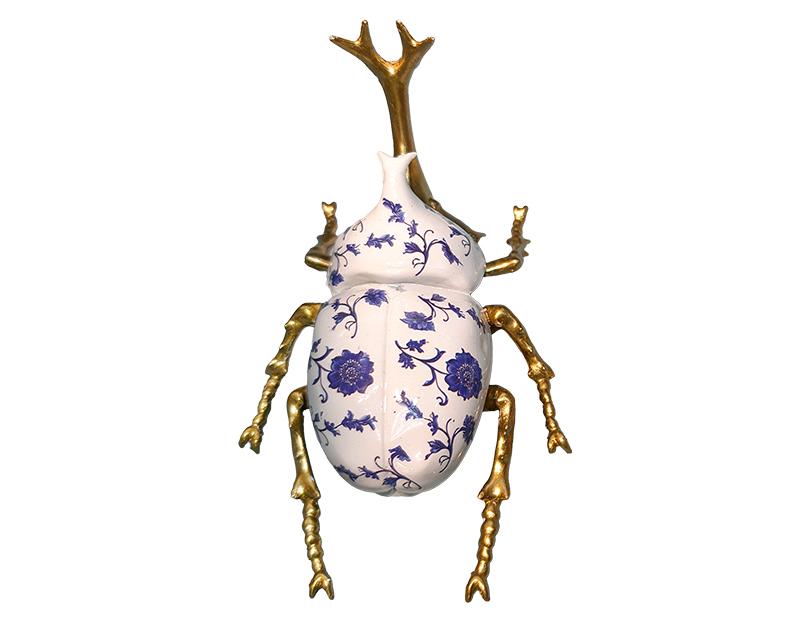 Photo n°1 du produit Déco murale scarabée motifs fleuris 13.5x9.5x7.5cm-838T13-0