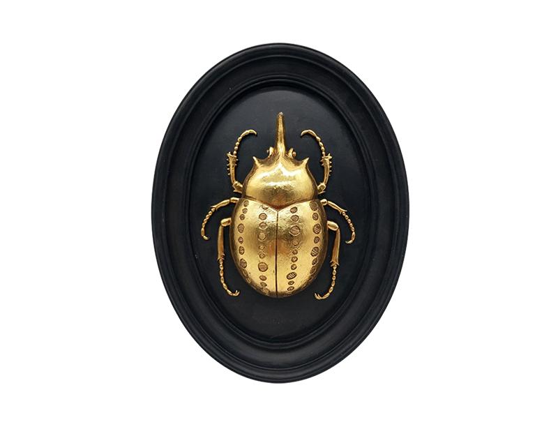 Photo n°1 du produit Déco murale scarabée noir et doré 21x27cm-186T27-0