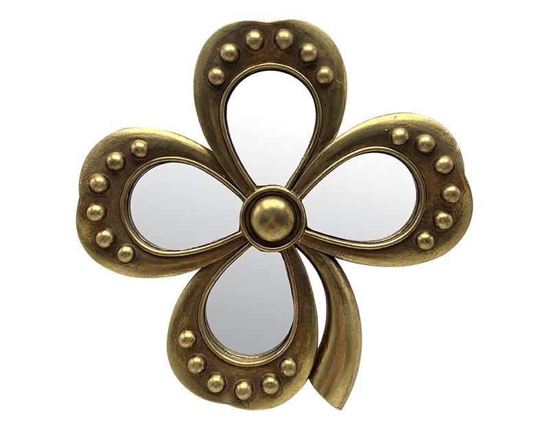 Photo n°1 du produit Déco murale trèfle miroir doré 22.5x22.5cm-773T22-0