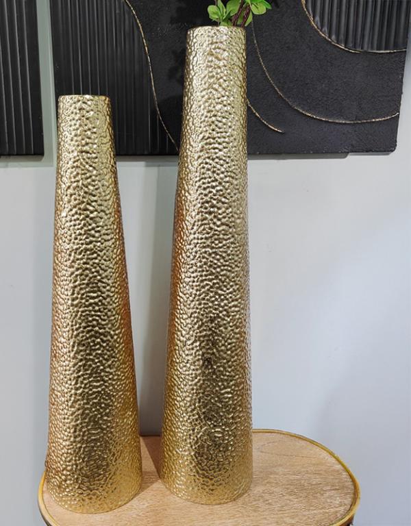 Photo n°2 du produit Grand vase métal doré martelé 18x80cm-743T80-0