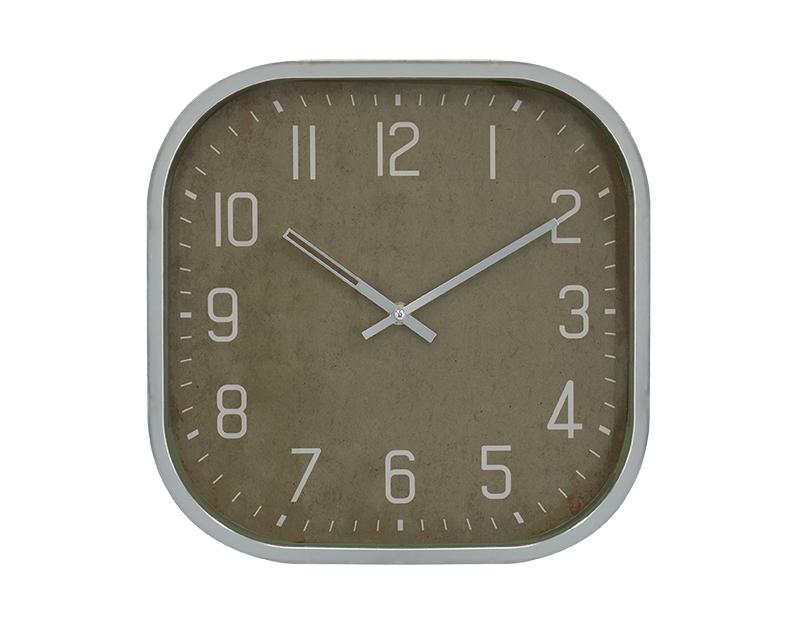 Photo n°1 du produit Horloge carrée kaki chome 30cm-H420C30-0