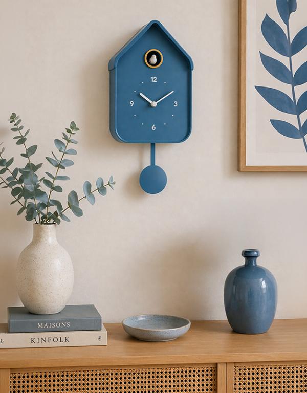 Photo n°3 du produit Horloge coucou bleu 20.6x39cm-H388T39-0