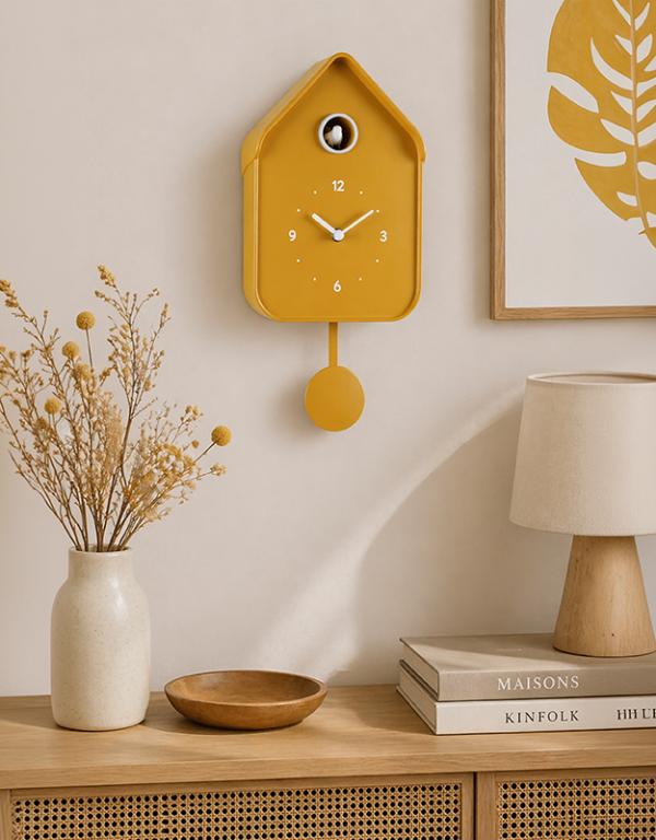 Photo n°3 du produit Horloge coucou jaune 20.6x39cm-H387T39-0