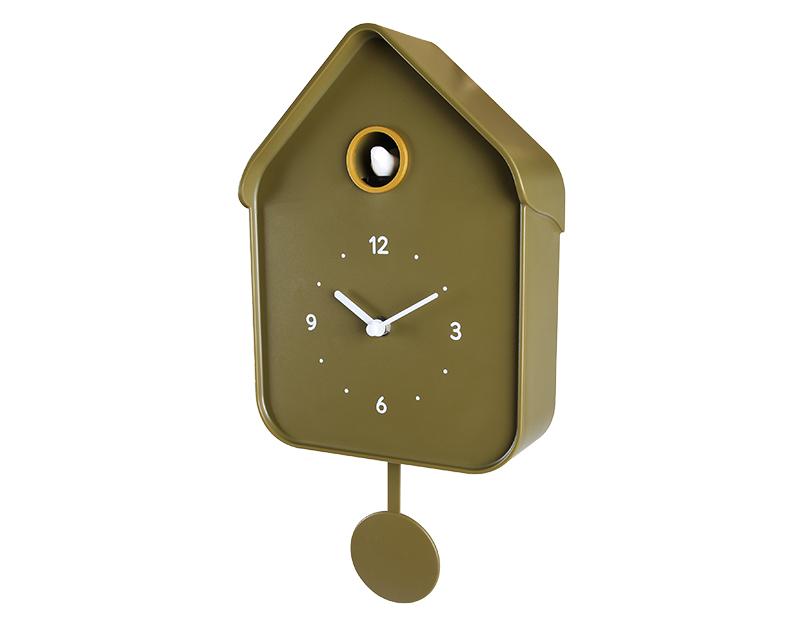 Photo n°2 du produit Horloge coucou kaki 20.6x39cm-H384T39-0