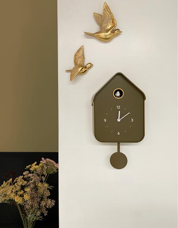 Photo n°3 du produit Horloge coucou kaki 20.6x39cm-H384T39-0
