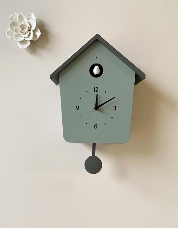 Photo n°3 du produit Horloge coucou vert/gris 23x10x35.4cm-H395T35-0