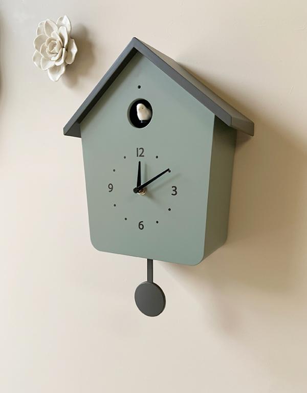 Photo n°4 du produit Horloge coucou vert/gris 23x10x35.4cm-H395T35-0