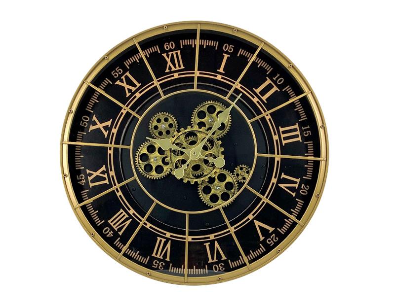 Photo n°1 du produit Horloge métal noir doré rivets 48cm-H313C48-0
