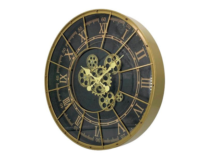 Photo n°2 du produit Horloge métal noir doré rivets 48cm-H313C48-0