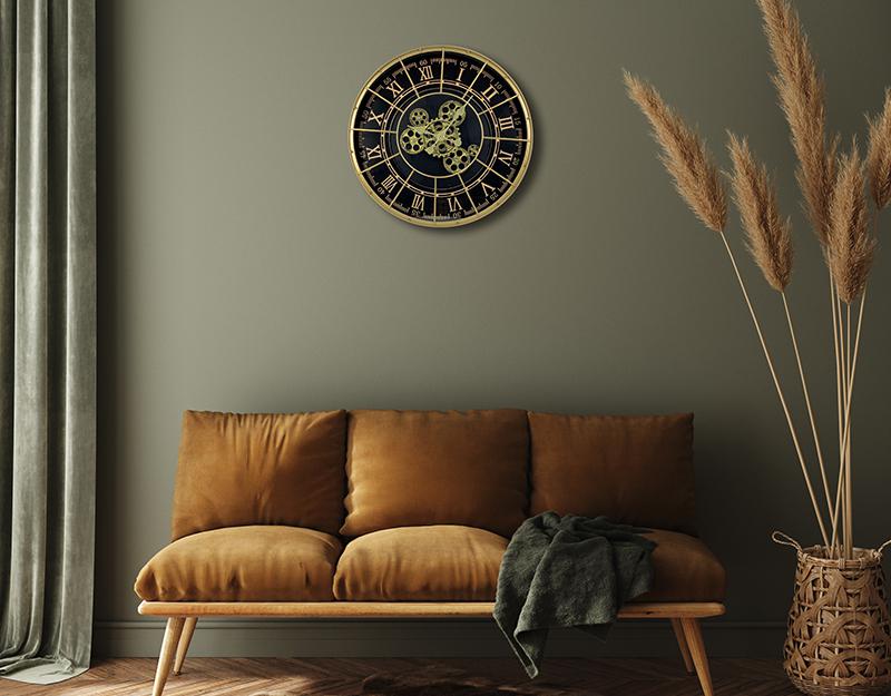 Photo n°3 du produit Horloge métal noir doré rivets 48cm-H313C48-0