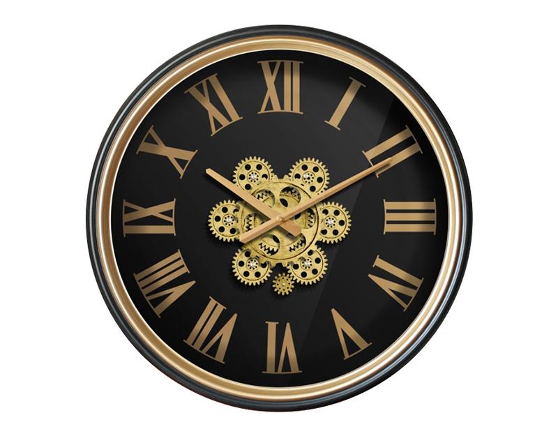 Photo n°1 du produit Horloge noire et dorée à mécanismes 50cm-H330C50-0
