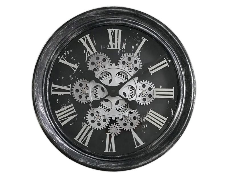 Photo n°1 du produit Horloge ronde noire et argentée mécanisme apparent 34x9x34cm-H295C34-0