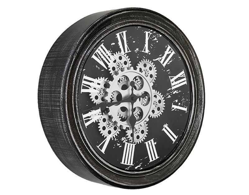 Photo n°2 du produit Horloge ronde noire et argentée mécanisme apparent 34x9x34cm-H295C34-0