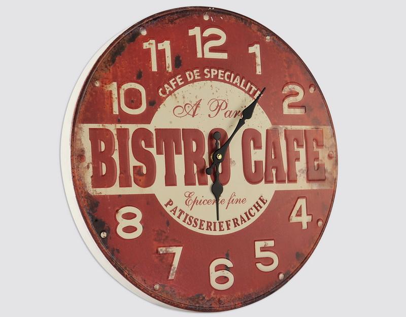 Photo n°1 du produit Horloge ronde rouge BISTRO 40x40cm-H211C40-0