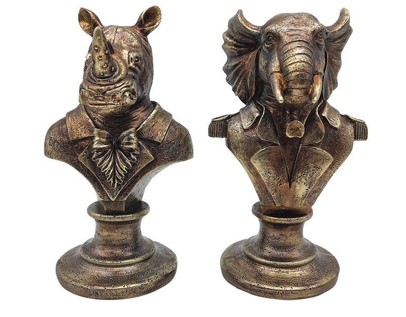 Photo n°1 du produit Lot de 2 statues safari doré 11x10x19.5cm-ST55TTT-0