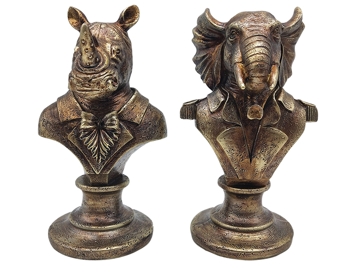 Photo n°1 du produit Lot de 2 statues safari doré 11x10x19.5cm-ST55TTT-0
