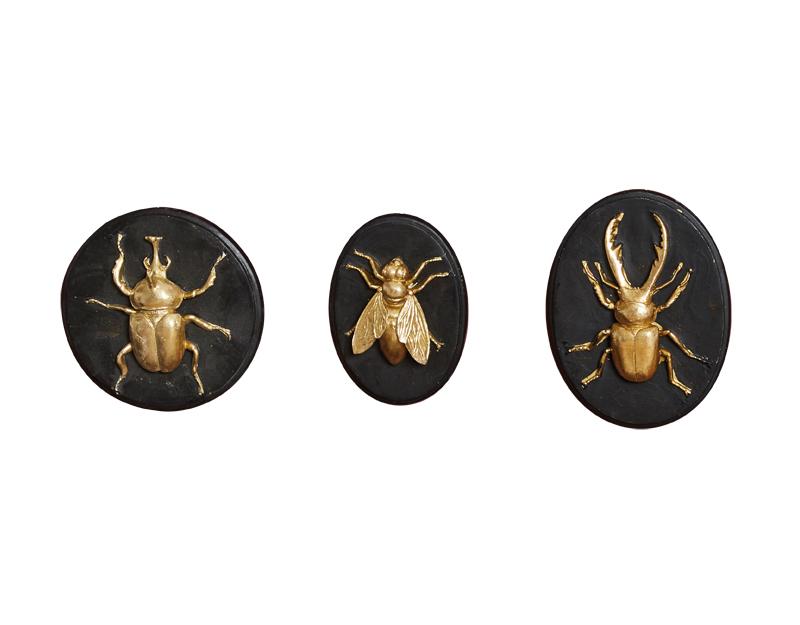 Photo n°1 du produit Lot de 3 déco murales abeille scarabée lucane noir et doré-190TTT-0