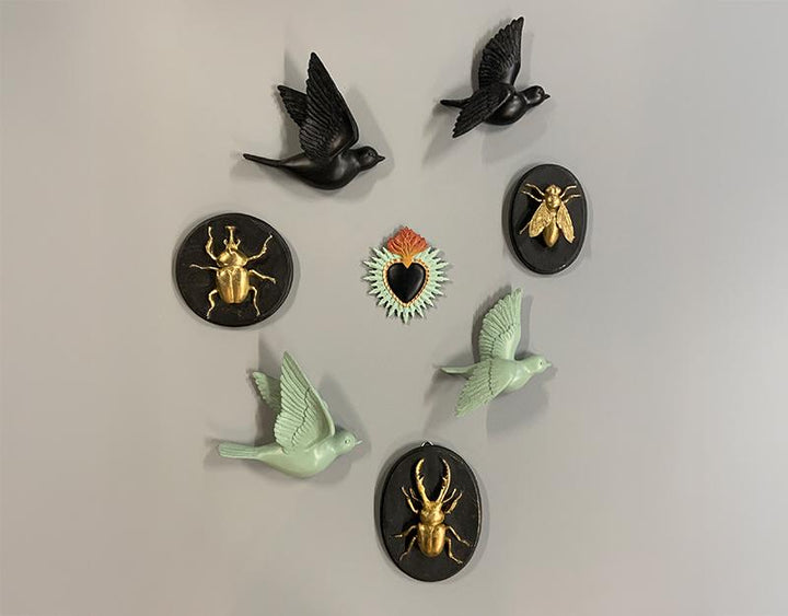 Photo n°2 du produit Lot de 3 déco murales abeille scarabée lucane noir et doré-190TTT-0