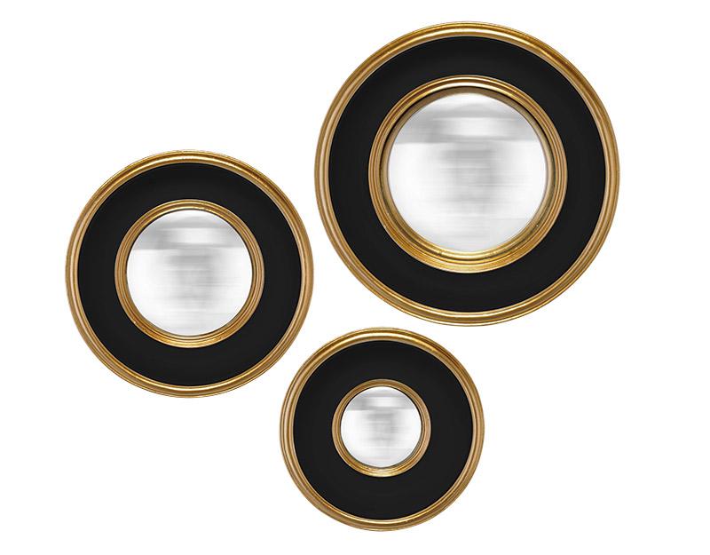 Photo n°1 du produit Lot de 3 miroirs convexes noir et doré 16, 19 et 23cm-GR103NTTT-0