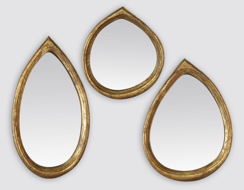 Photo n°1 du produit Lot de 3 miroirs forme gouttes dorés 40, 35, 28 cm-GP171OTTT-0