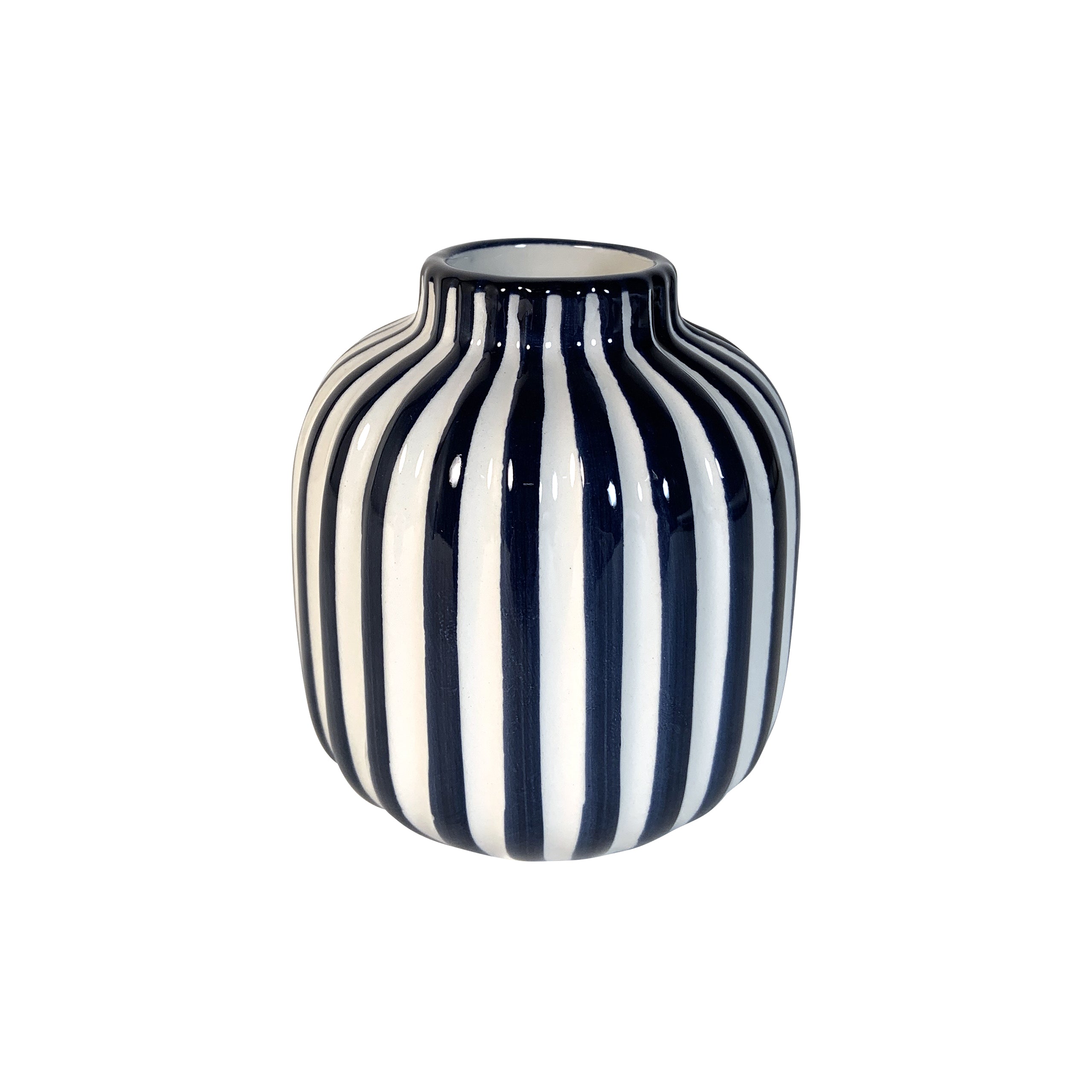 Photo n°1 du produit Mini vase rayé blanc et bleu 9,2x10cm-577T10-0